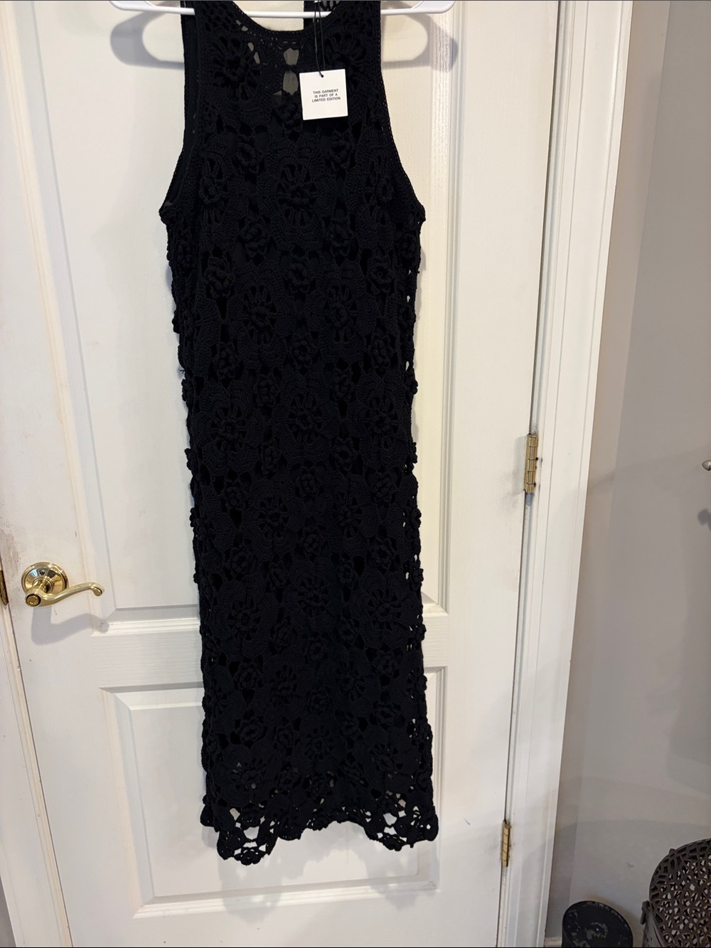 Zara Black Crochet Midi Dress - Sleeveless Floral Knit